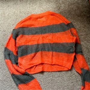 Maison Martin Margiela Orange and Gray Striped Sweater